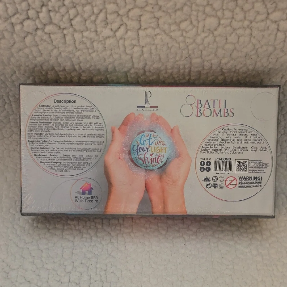 Prédiré Skin Rejuvenating Spa Bath Bombs,‎ Box Of 8, New In Box.